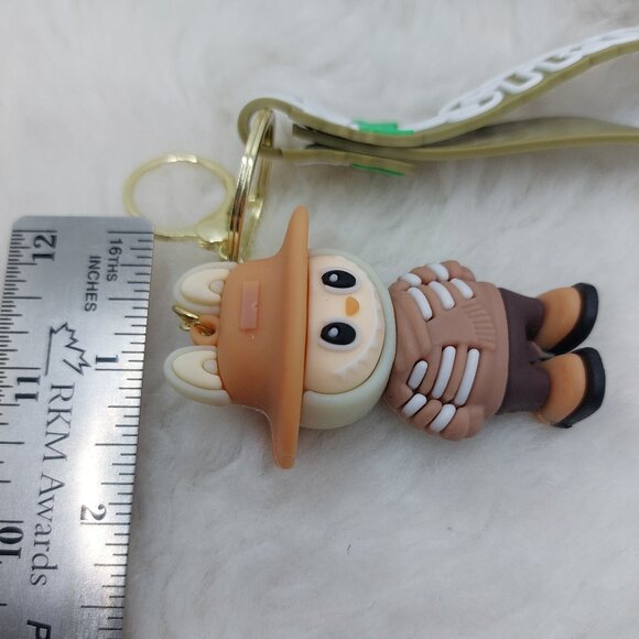 2/$25 Labubu blue with hat and scarf keychain with strap "Strive!" - Picture 5 of 6